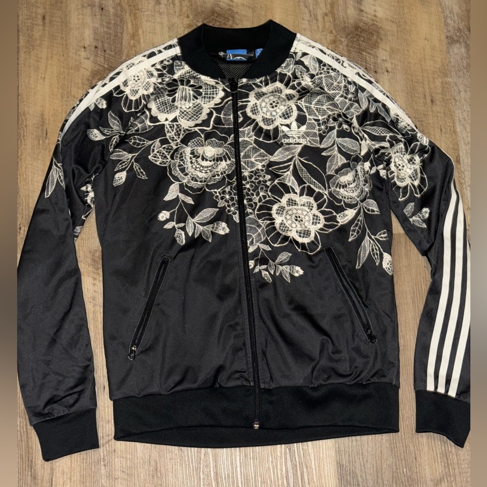 Adidas Originals x Farm Florido Womens Floral Black White Track Jacket Small